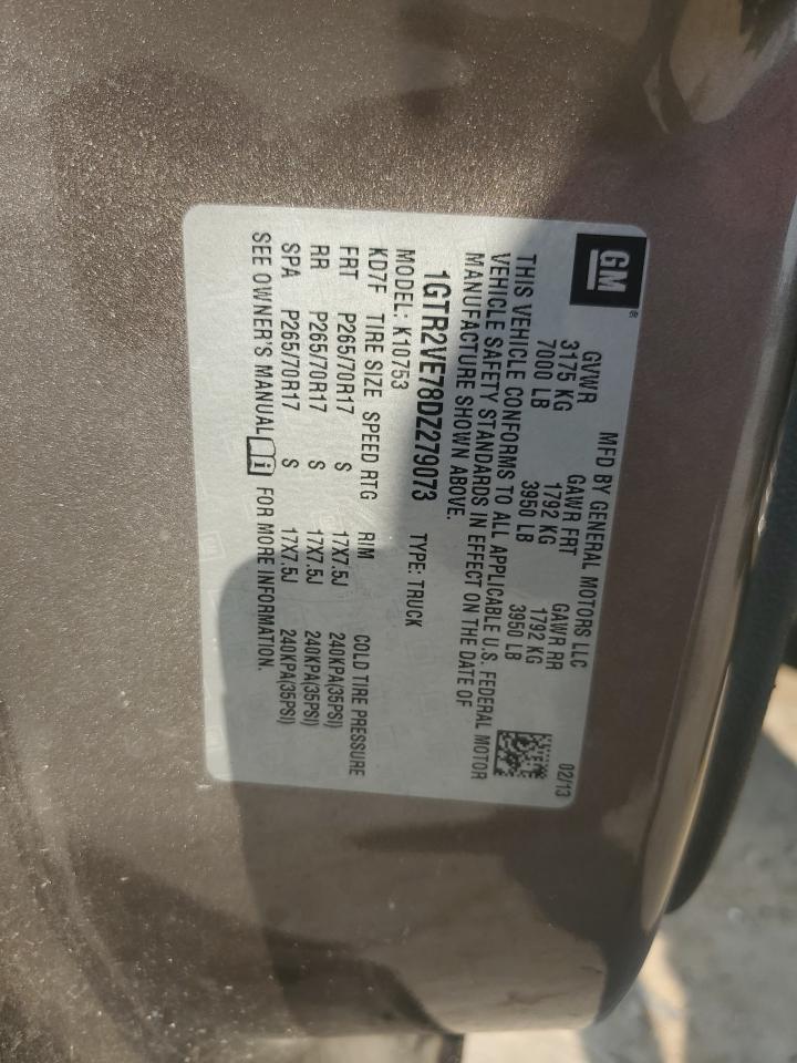 2013 GMC Sierra K1500 Sle VIN: 1GTR2VE78DZ279073 Lot: 80907005