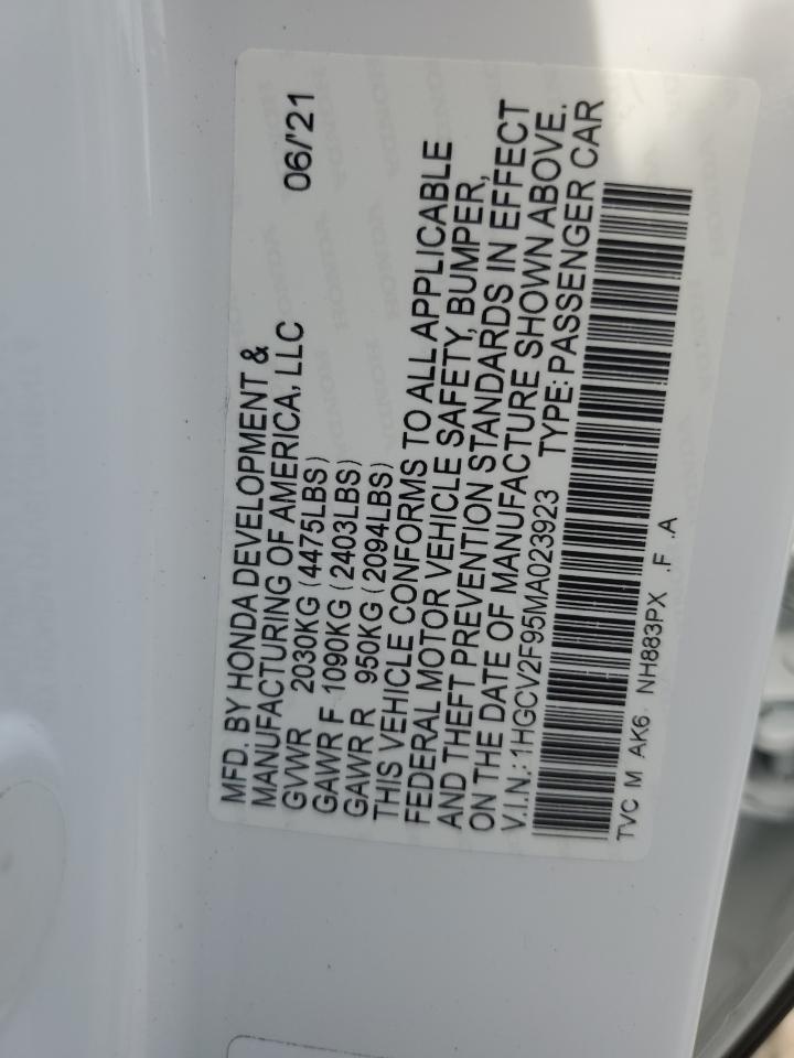 2021 Honda Accord Touring VIN: 1HGCV2F95MA023923 Lot: 84638045