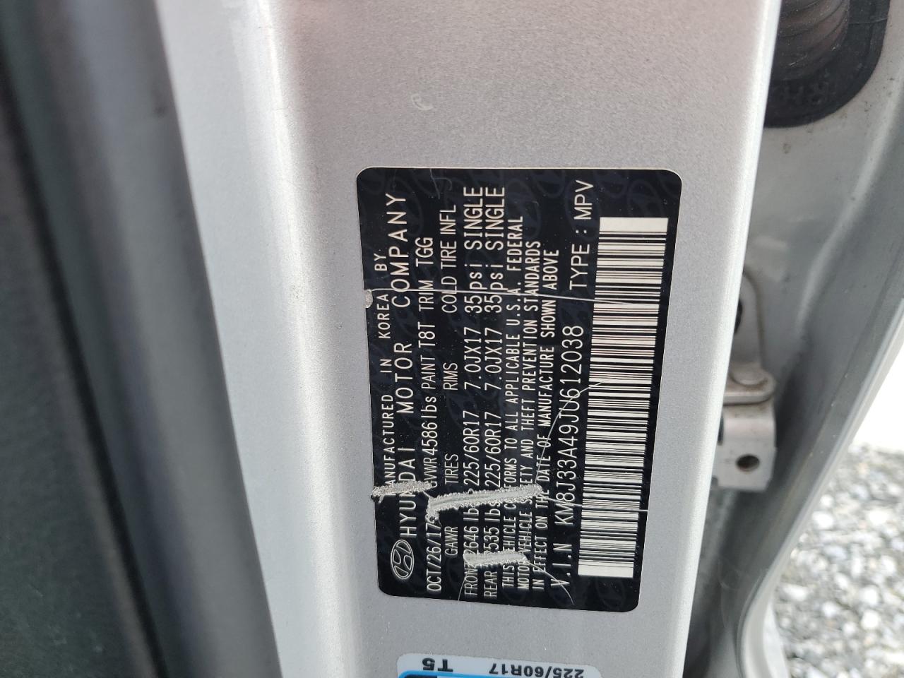 2018 Hyundai Tucson Sel VIN: KM8J33A49JU612038 Lot: 94435275