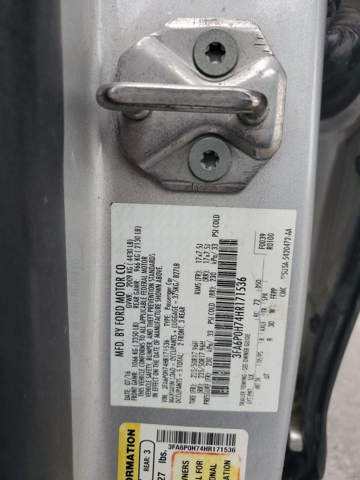 2017 Ford Fusion Se VIN: 3FA6P0H74HR171536 Lot: 82105975