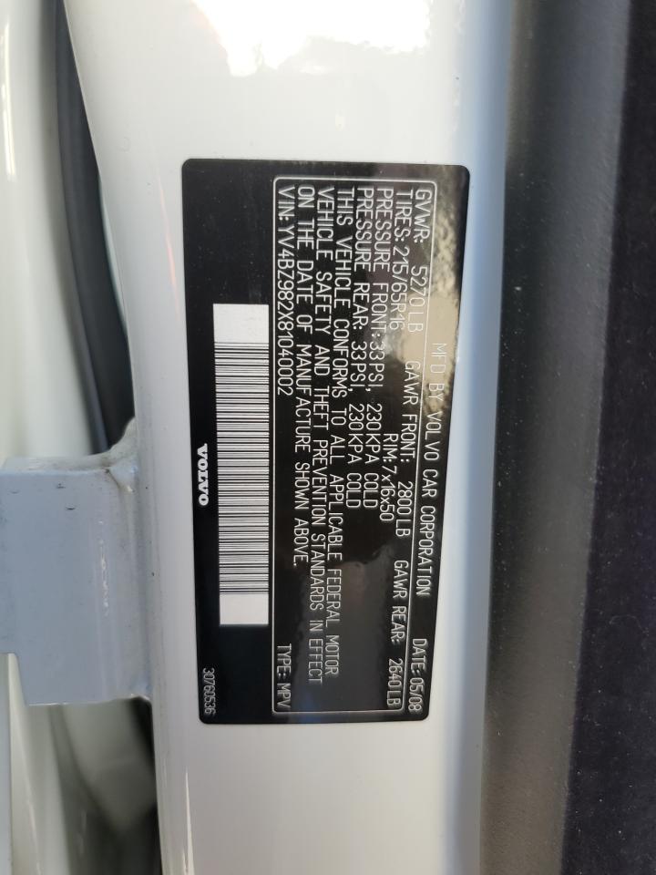 2008 Volvo Xc70 VIN: YV4BZ982X81040002 Lot: 72038055