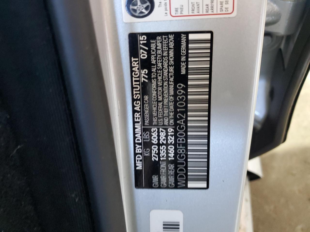 2016 Mercedes-Benz S 550 4Matic VIN: WDDUG8FB0GA210399 Lot: 70985625