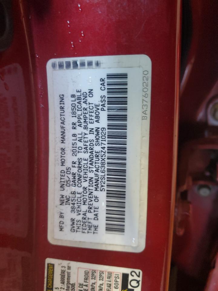 2005 Pontiac Vibe VIN: 5Y2SL638X5Z471029 Lot: 81671385