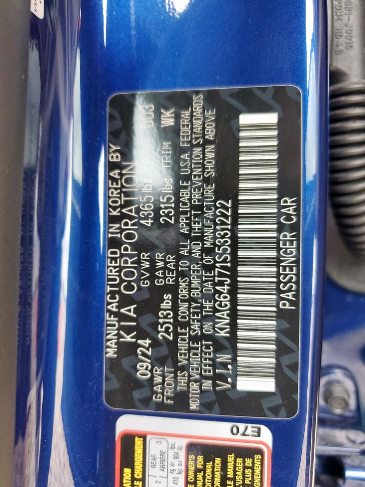 2025 Kia K5 Gt Line VIN: KNAG64J71S5331222 Lot: 82142595