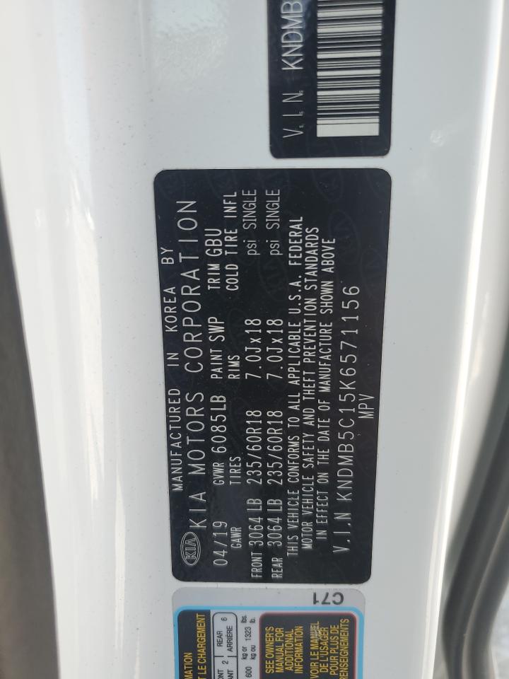 2019 Kia Sedona Lx VIN: KNDMB5C15K6571156 Lot: 71454005