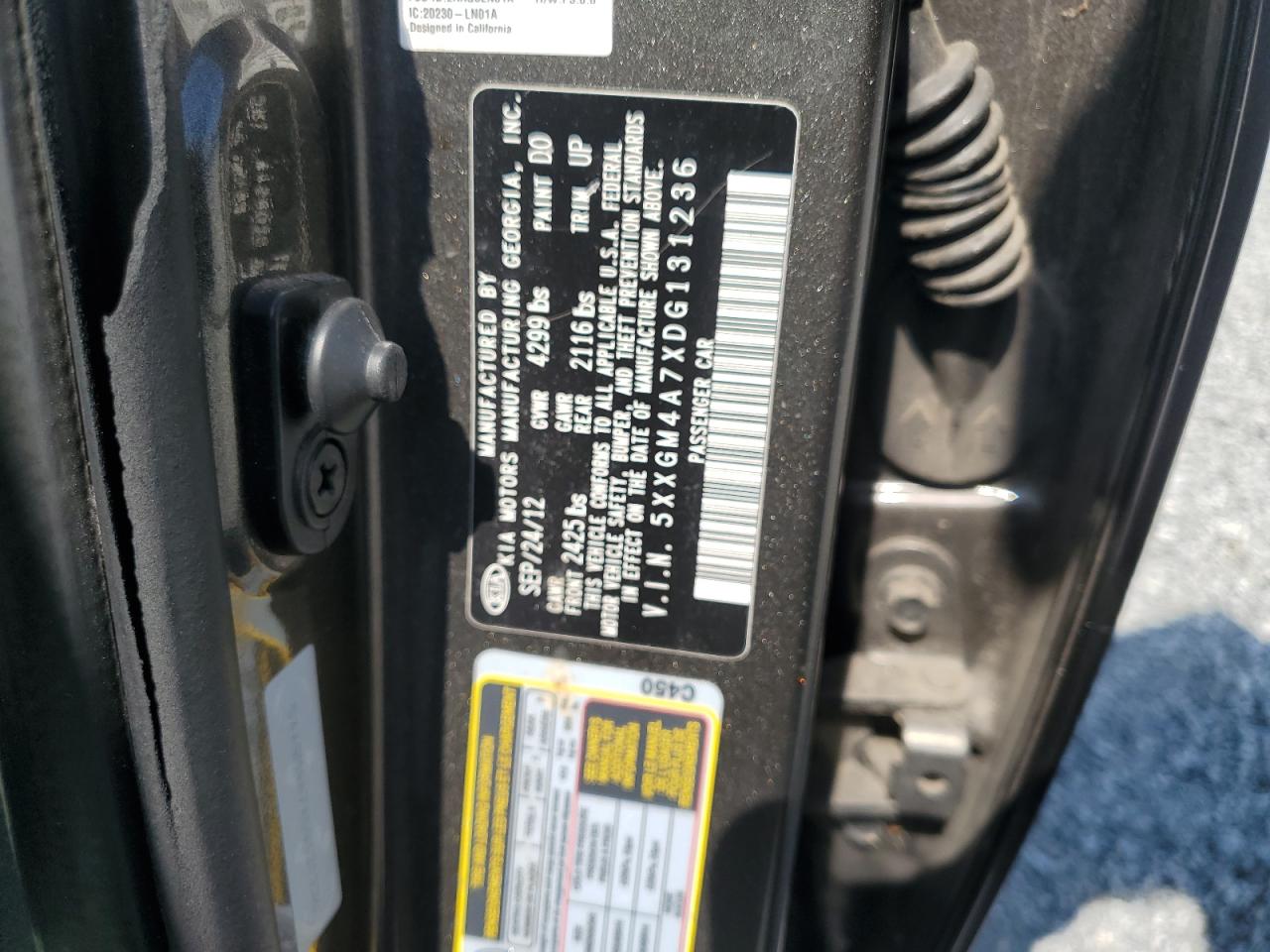 2013 Kia Optima Lx VIN: 5XXGM4A7XDG131236 Lot: 83797695