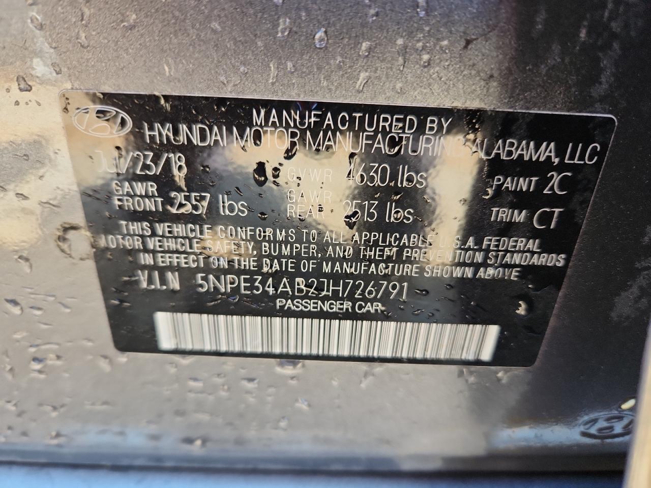 2018 Hyundai Sonata Sport VIN: 5NPE34AB2JH726791 Lot: 71244275