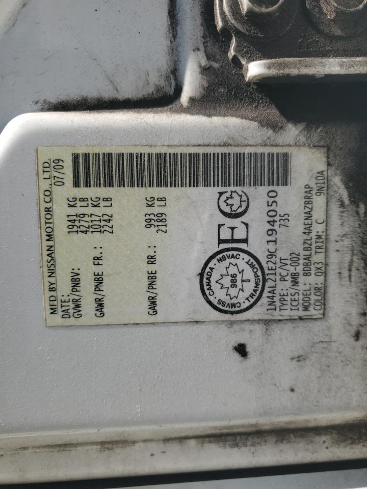 2009 Nissan Altima 2.5 VIN: 1N4AL21E29C194050 Lot: 81762535