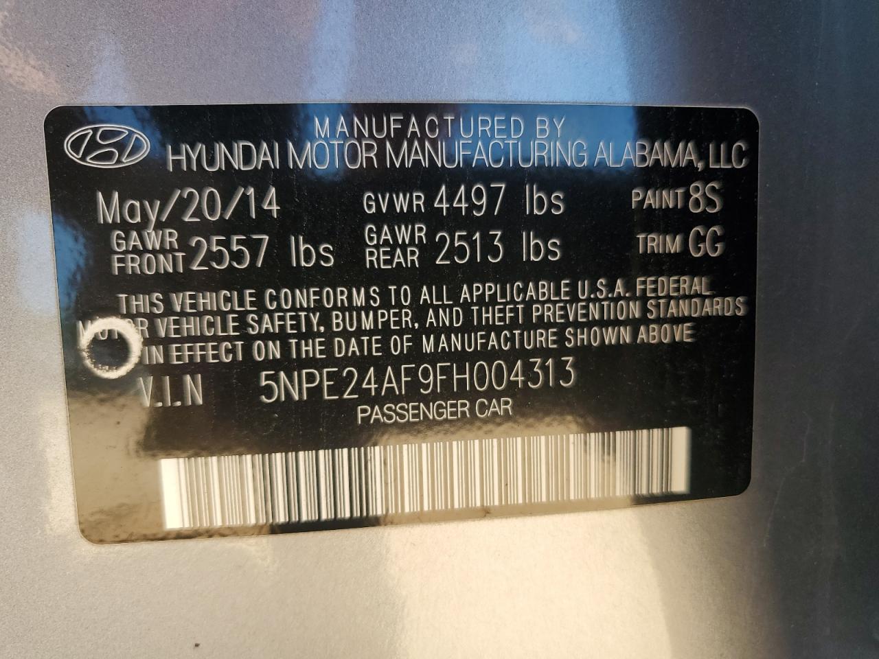 2015 Hyundai Sonata Se VIN: 5NPE24AF9FH004313 Lot: 80536155