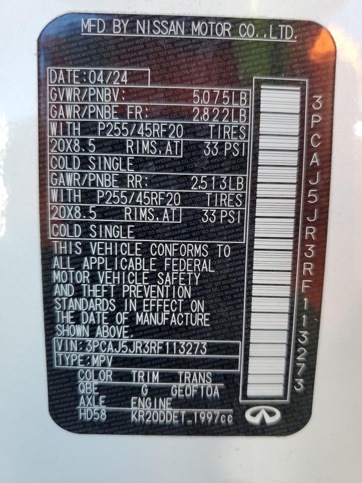 2024 Infiniti Qx55 Luxe VIN: 3PCAJ5JR3RF113273 Lot: 84447145