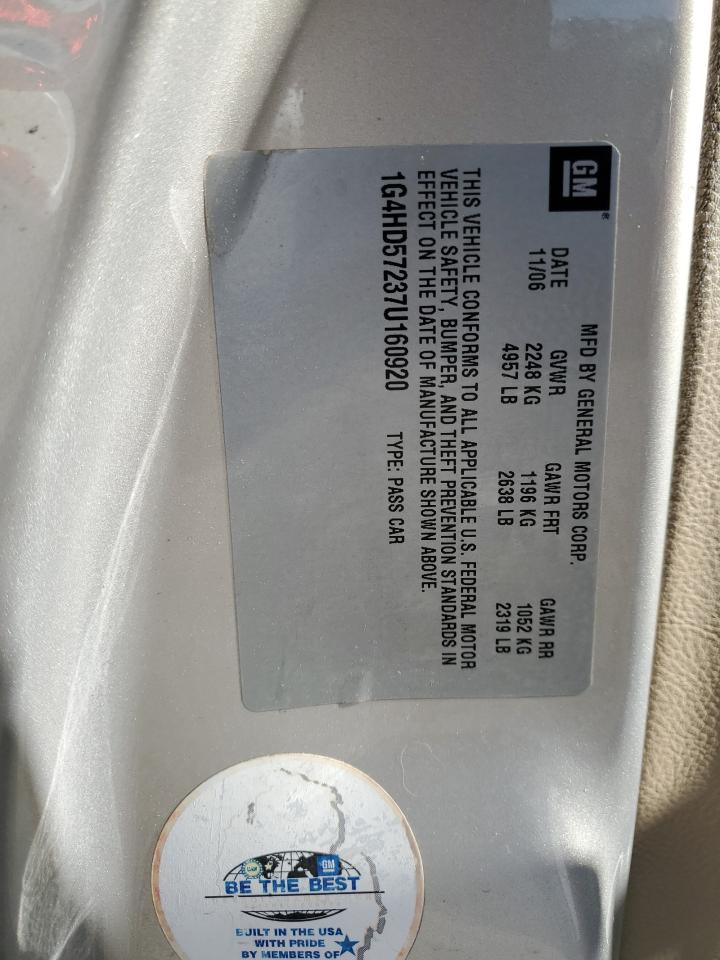 2007 Buick Lucerne Cxl VIN: 1G4HD57237U160920 Lot: 84247125