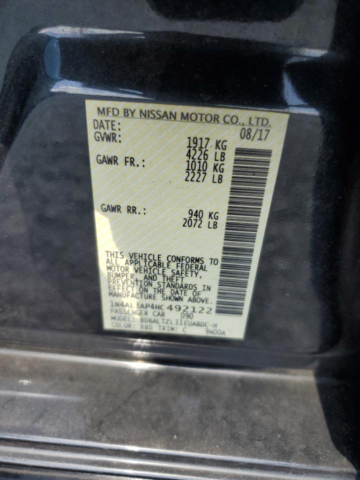 2017 Nissan Altima 2.5 VIN: 1N4AL3AP4HC492122 Lot: 72012595