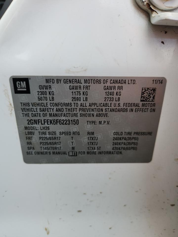 2015 Chevrolet Equinox Lt VIN: 2GNFLFEK6F6223150 Lot: 80355405