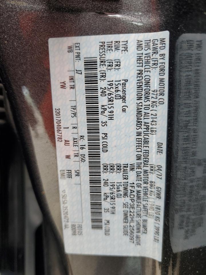 2017 Ford Focus S VIN: 1FADP3E22HL256097 Lot: 81016355