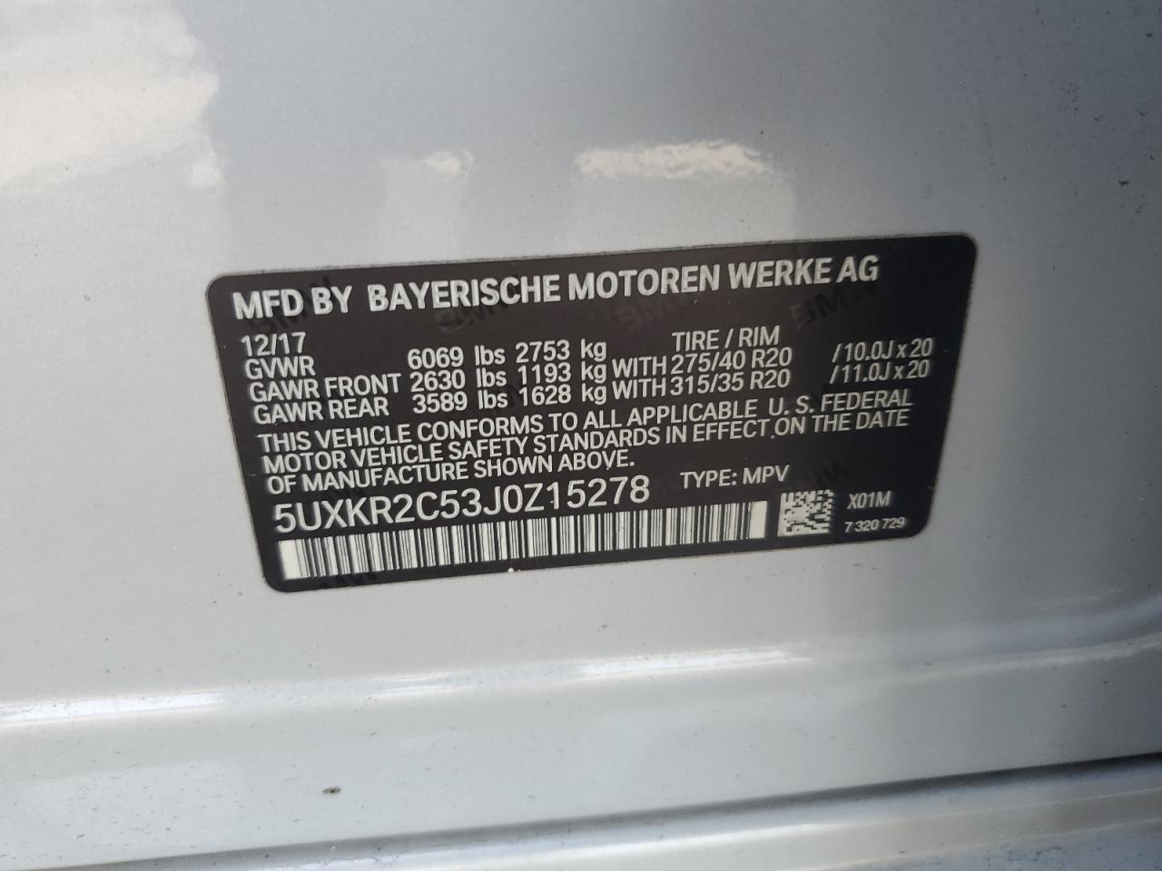 2018 BMW X5 Sdrive35I VIN: 5UXKR2C53J0Z15278 Lot: 71392855