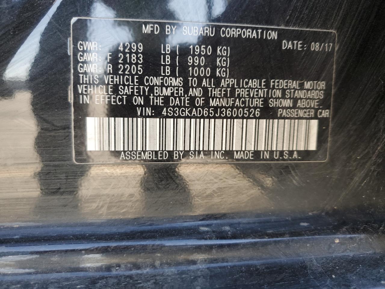 2018 Subaru Impreza Premium Plus VIN: 4S3GKAD65J3600526 Lot: 83839805