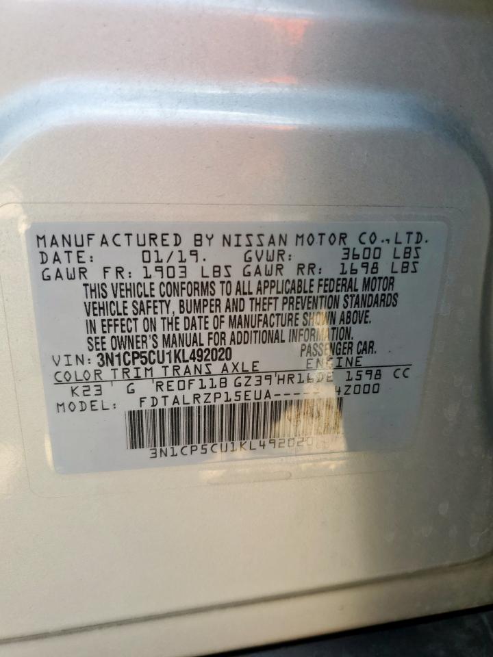 2019 Nissan Kicks S VIN: 3N1CP5CU1KL492020 Lot: 80903035