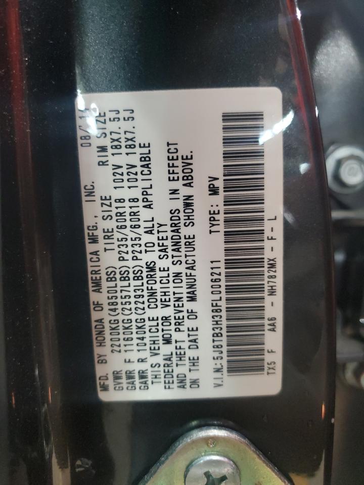 2015 Acura Rdx VIN: 5J8TB3H38FL006211 Lot: 81908065