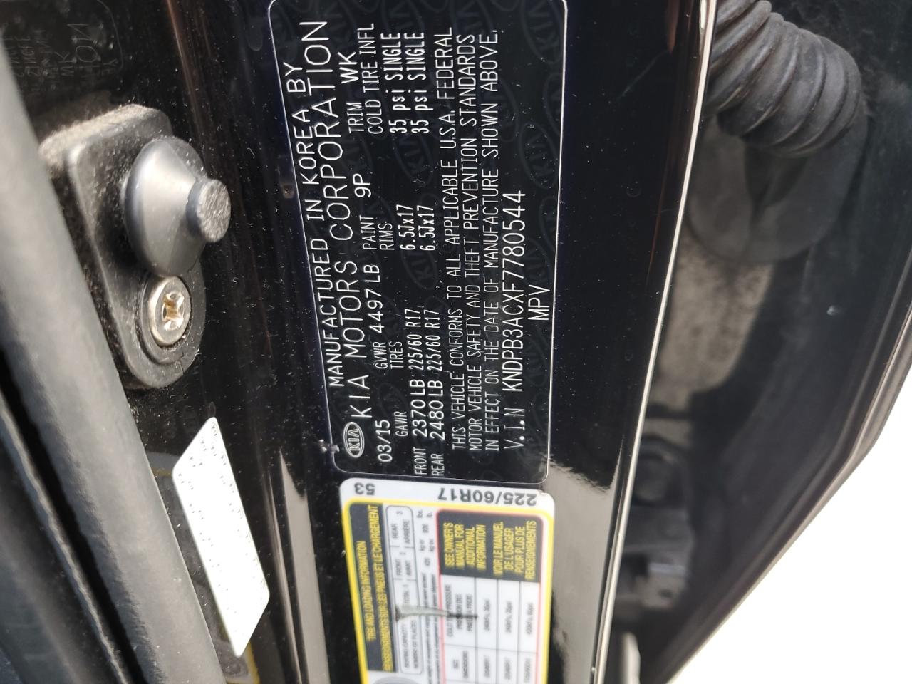 2015 Kia Sportage Lx VIN: KNDPB3ACXF7780544 Lot: 81700425