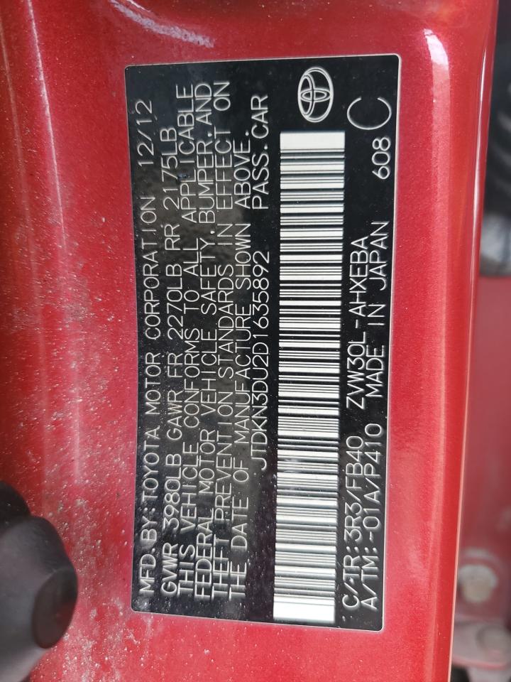 2013 Toyota Prius VIN: JTDKN3DU2D1635892 Lot: 81812365