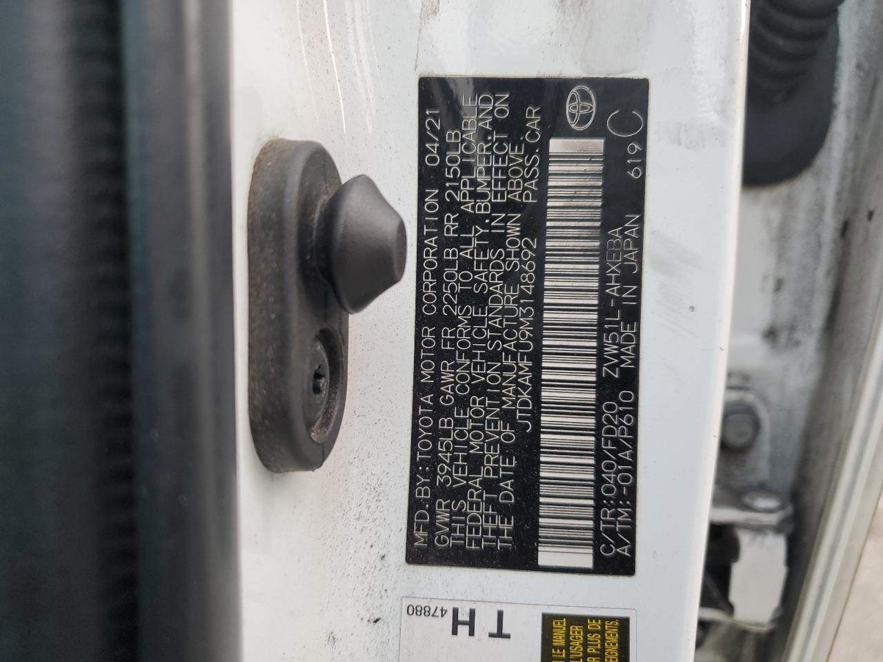 2021 Toyota Prius Special Edition VIN: JTDKAMFU9M3148692 Lot: 71962965