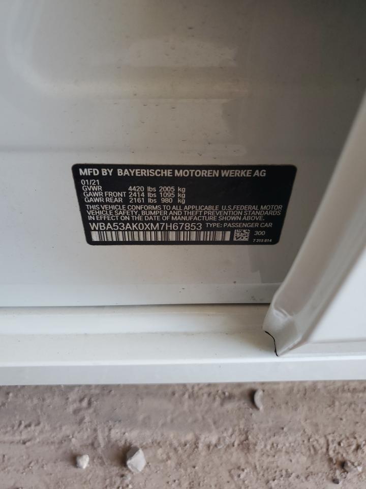 2021 BMW 228I VIN: WBA53AK0XM7H67853 Lot: 80507905