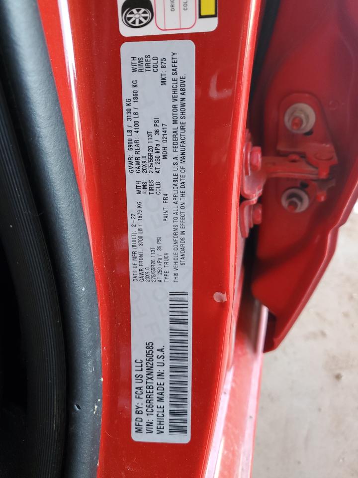 2022 Ram 1500 Big Horn/Lone Star VIN: 1C6RREBTXNN260585 Lot: 81964975