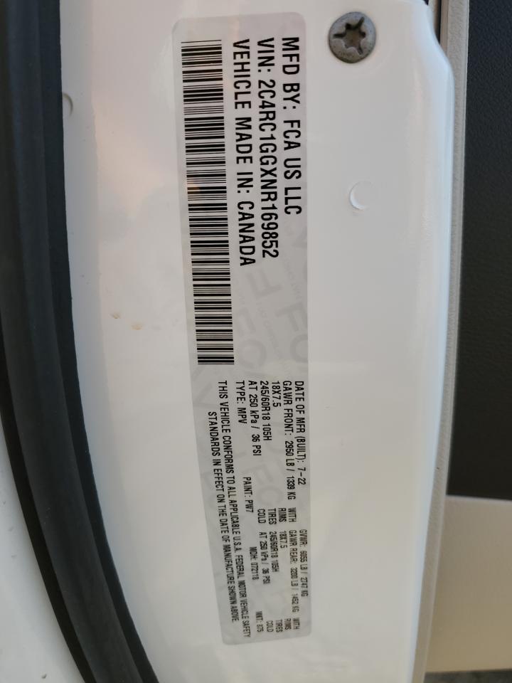 2022 Chrysler Pacifica Limited VIN: 2C4RC1GGXNR169852 Lot: 81198335