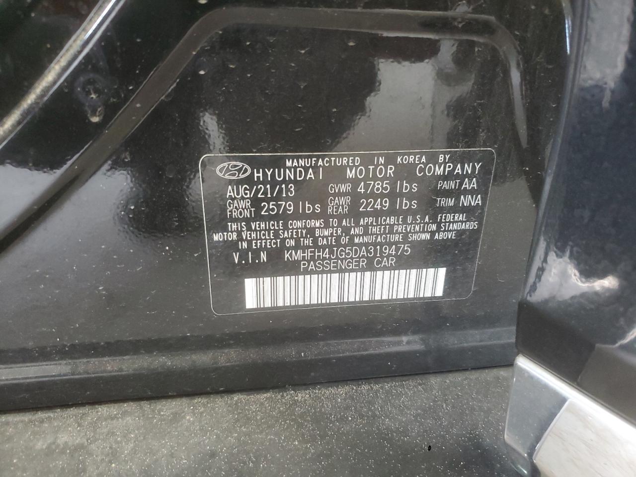2013 Hyundai Azera Gls VIN: KMHFH4JG5DA319475 Lot: 80907775