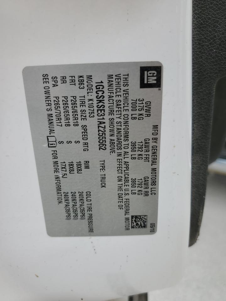 2010 Chevrolet Silverado K1500 Lt VIN: 1GCSKSE31AZ255562 Lot: 71214845