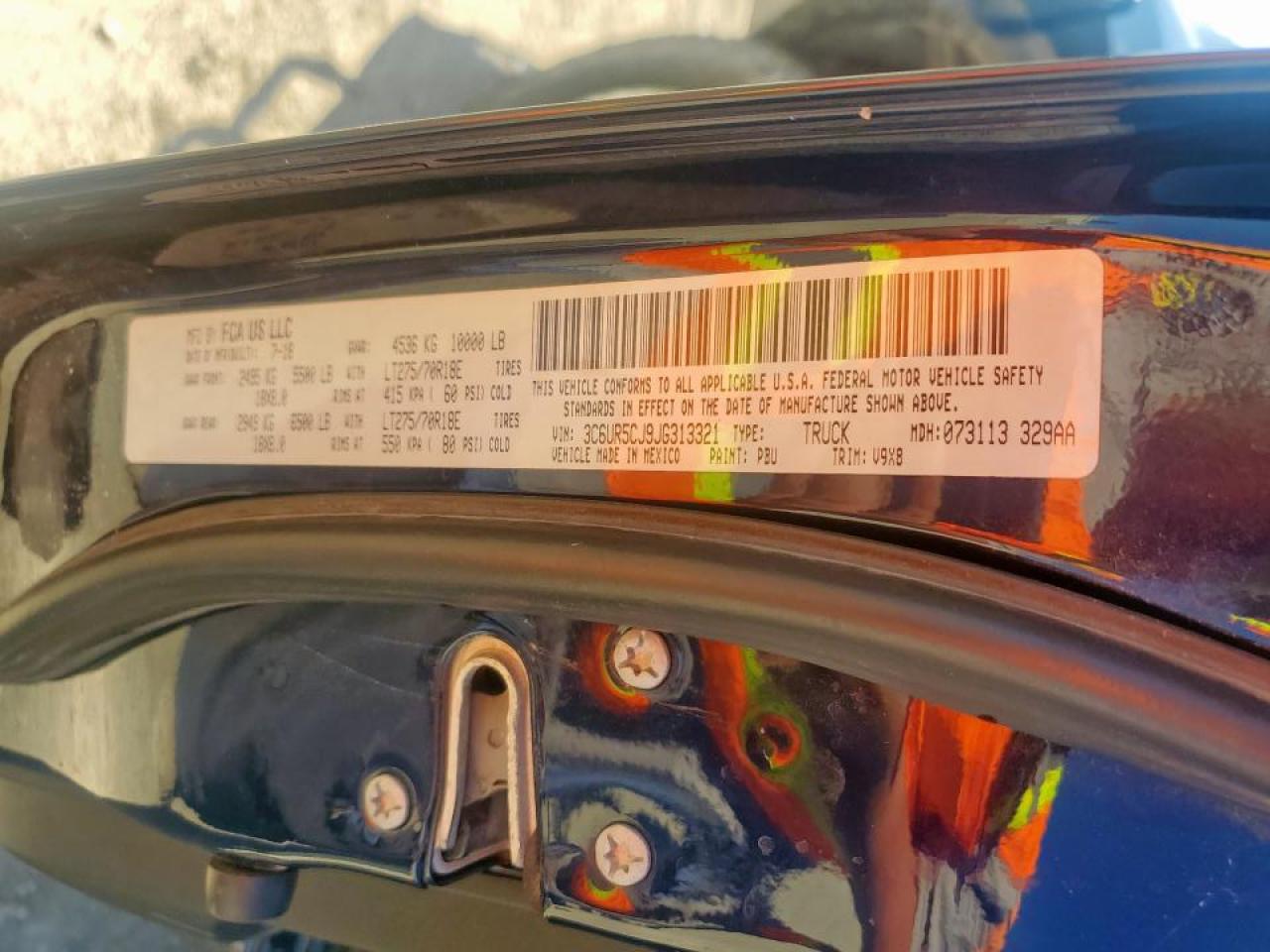 2018 Ram 2500 St VIN: 3C6UR5CJ9JG313321 Lot: 84205275