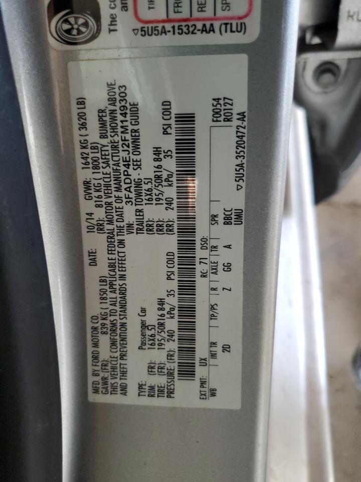 2015 Ford Fiesta Se VIN: 3FADP4EJ2FM149303 Lot: 71883255