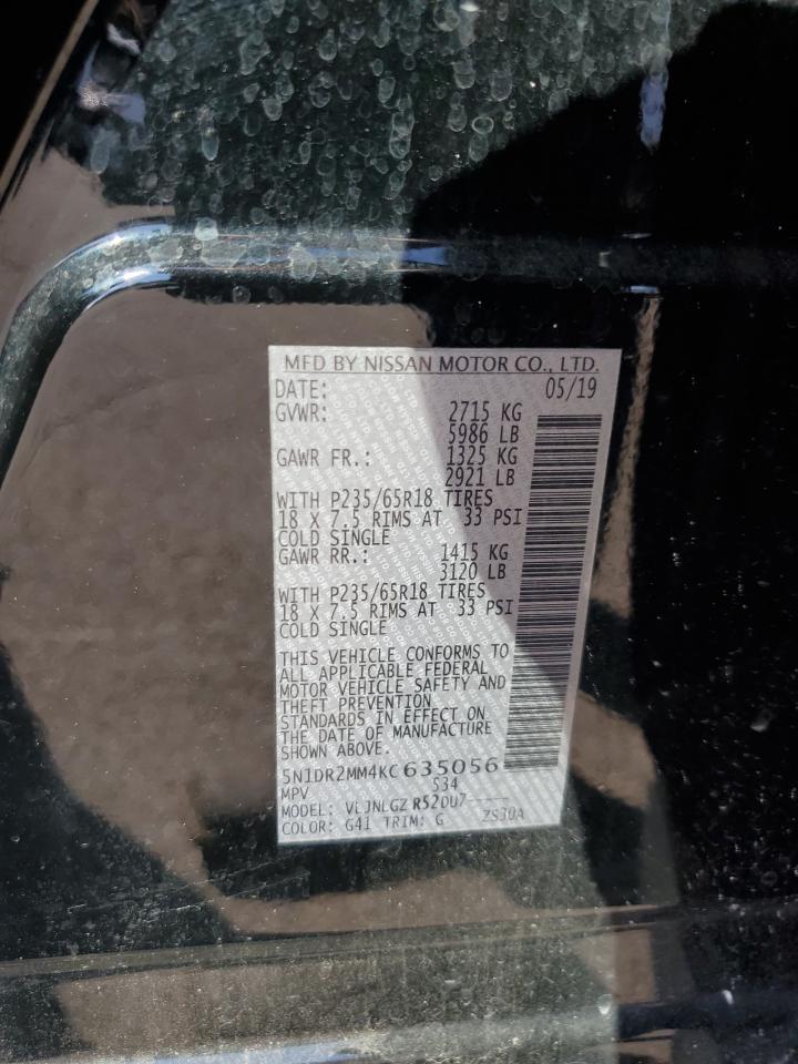 2019 Nissan Pathfinder S VIN: 5N1DR2MM4KC635056 Lot: 71605045