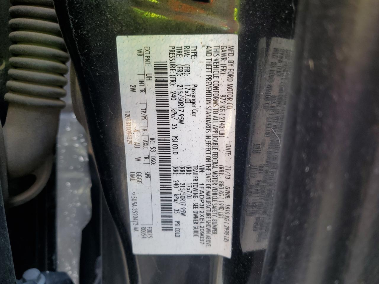 2014 Ford Focus Se VIN: 1FADP3F2XEL209037 Lot: 80113915