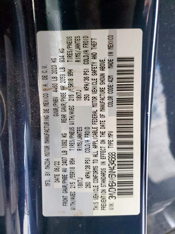 2022 Mazda Cx-30 VIN: 3MVDMBAY6NM434688 Lot: 71542145