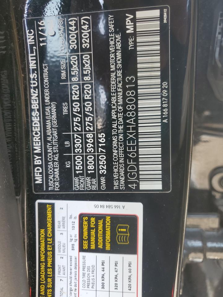 2017 Mercedes-Benz Gls 450 4Matic VIN: 4JGDF6EEXHA880813 Lot: 71075995