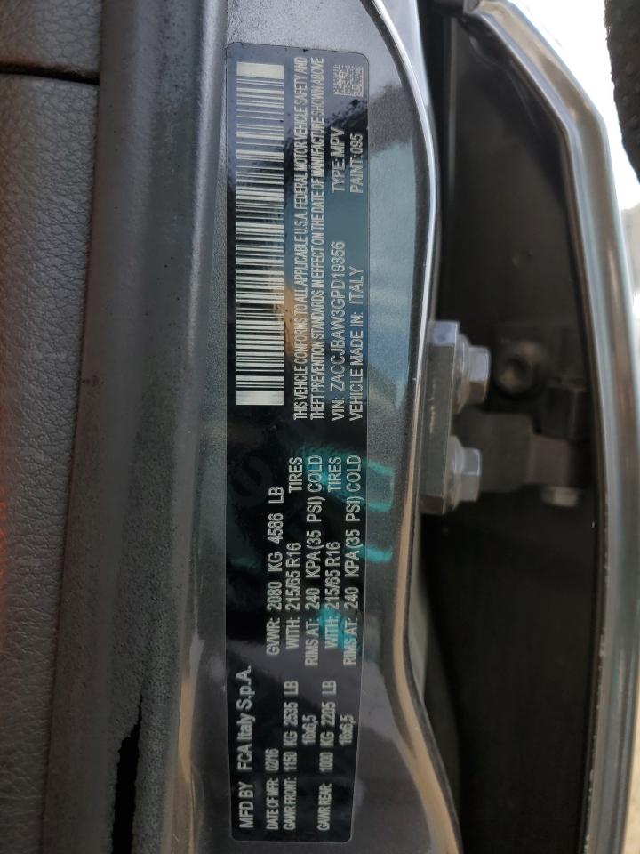 2016 Jeep Renegade Sport VIN: ZACCJBAW3GPD19356 Lot: 80250625