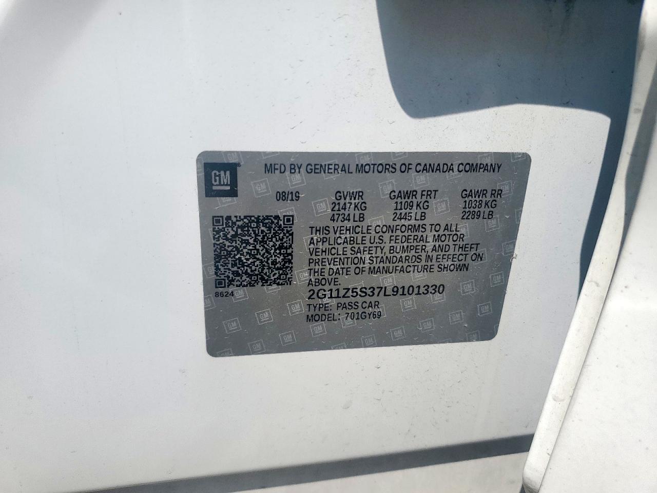 2020 Chevrolet Impala Lt VIN: 2G11Z5S37L9101330 Lot: 71112515