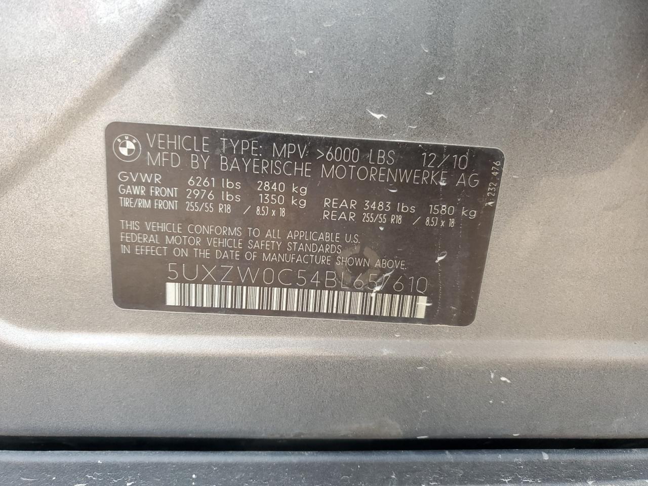 2011 BMW X5 xDrive35D VIN: 5UXZW0C54BL657610 Lot: 81135815