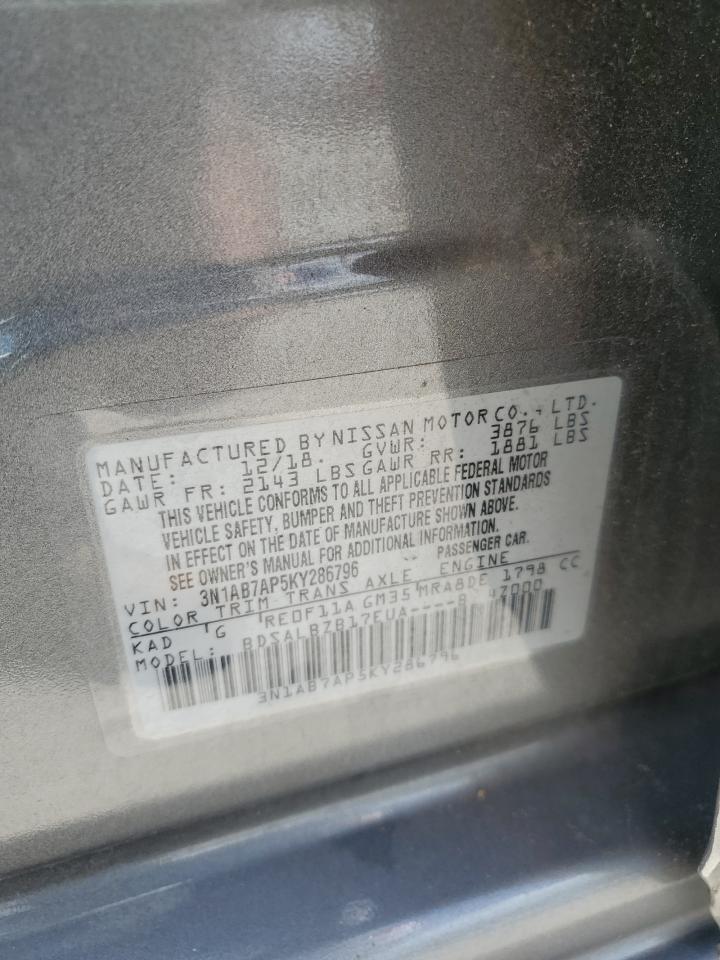 2019 Nissan Sentra S VIN: 3N1AB7AP5KY286796 Lot: 81837275