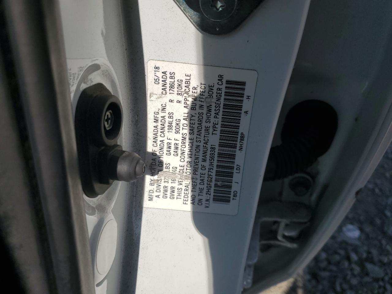 2018 Honda Civic Ex VIN: 2HGFC2F79JH569381 Lot: 81966205