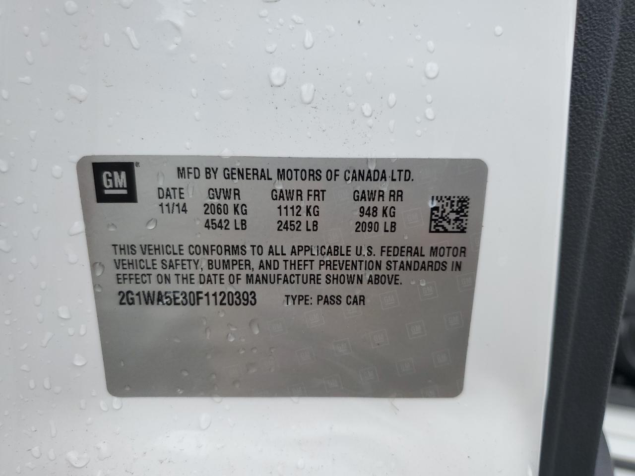 2015 Chevrolet Impala Limited Ls VIN: 2G1WA5E30F1120393 Lot: 84212975