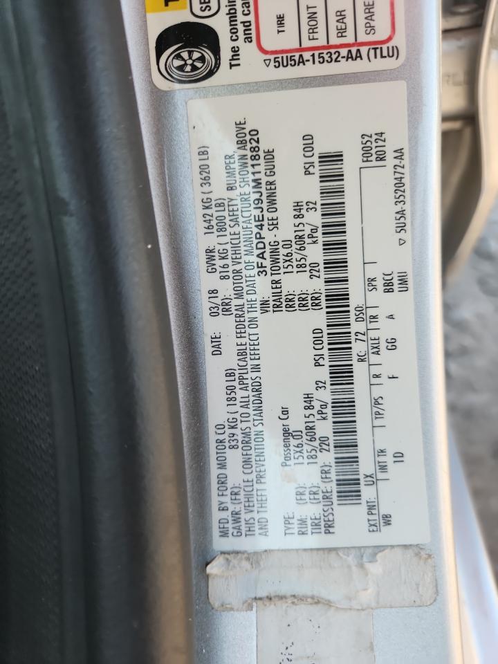 2018 Ford Fiesta Se VIN: 3FADP4EJ9JM118820 Lot: 80515885