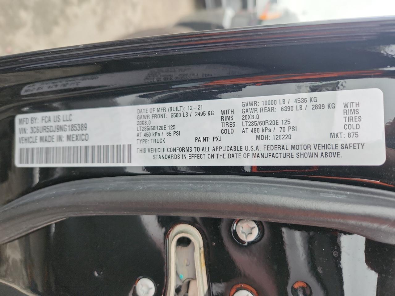 2022 Ram 2500 Big Horn/Lone Star VIN: 3C6UR5DJ9NG185389 Lot: 80429735