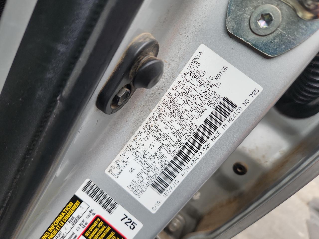 2013 Toyota Tacoma Double Cab VIN: 3TMLU4EN5DM123549 Lot: 80929795