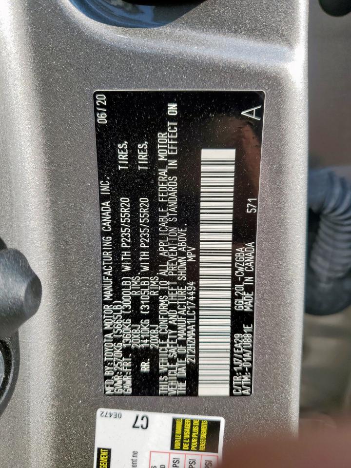 2020 Lexus Rx 350 VIN: 2T2HZMAA1LC174494 Lot: 81315645