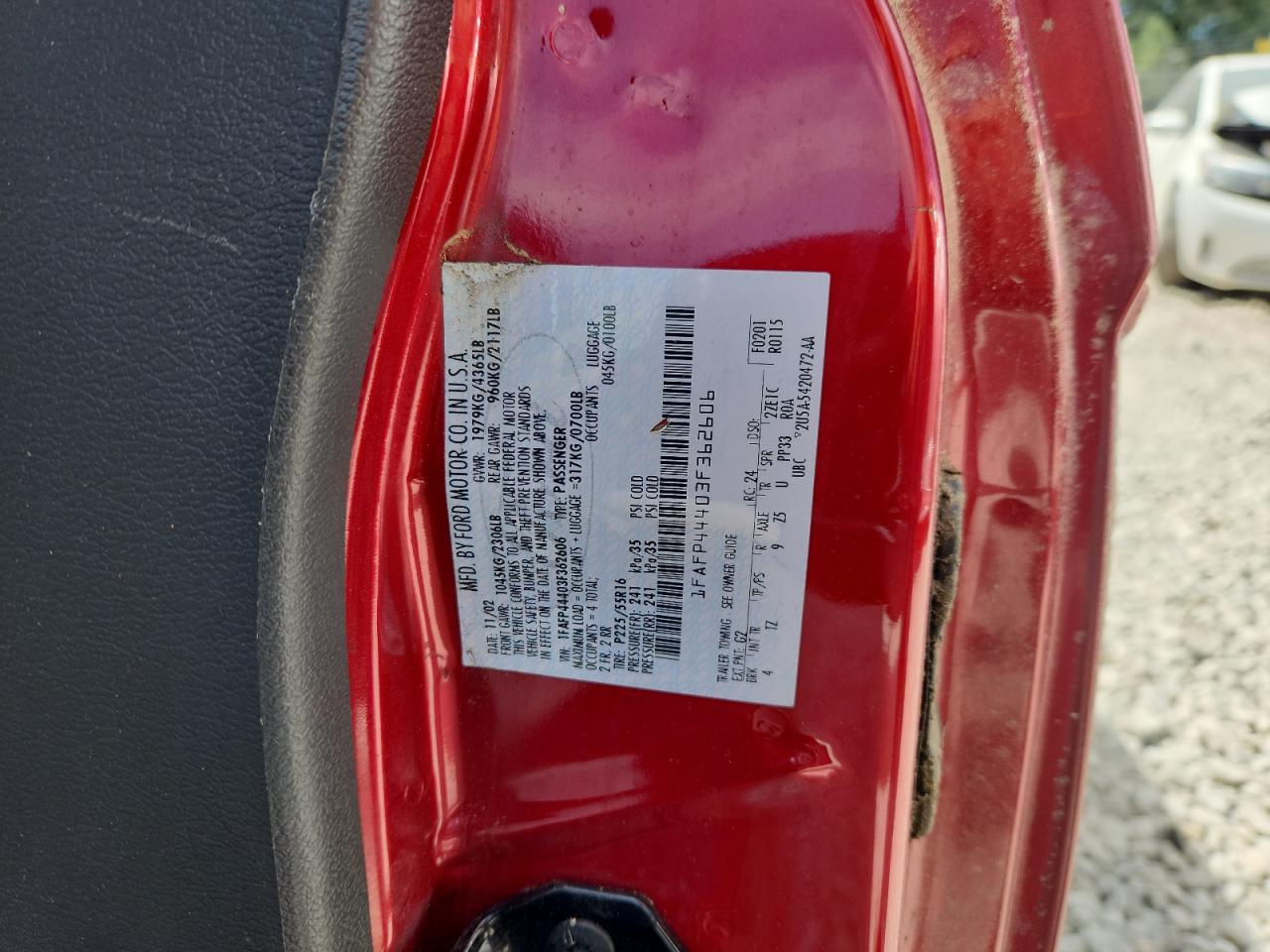 2003 Ford Mustang VIN: 1FAFP44403F3Y2606 Lot: 80785585