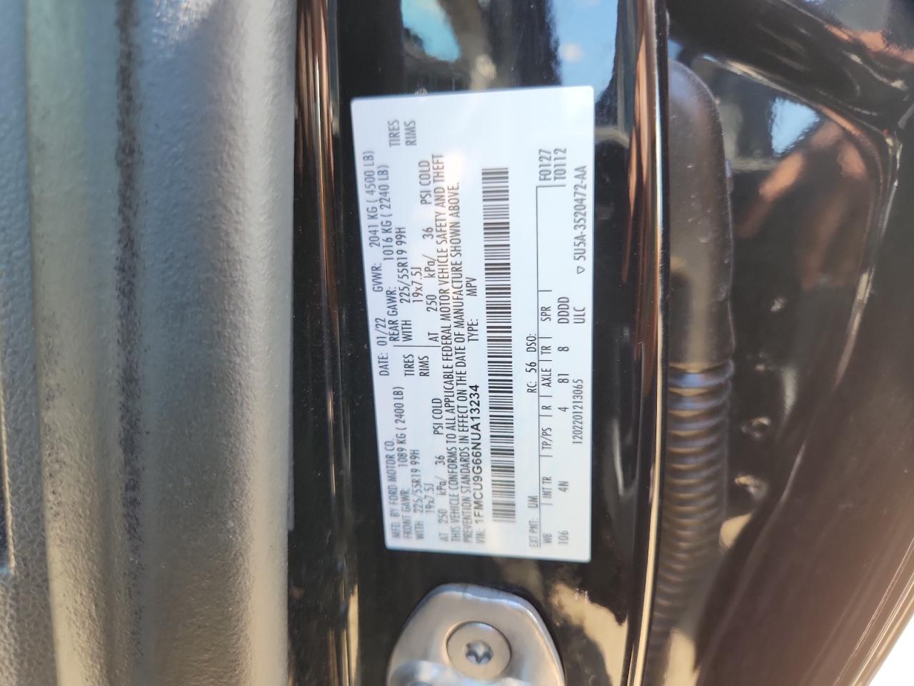 2022 Ford Escape Se VIN: 1FMCU9G66NUA13234 Lot: 81330365