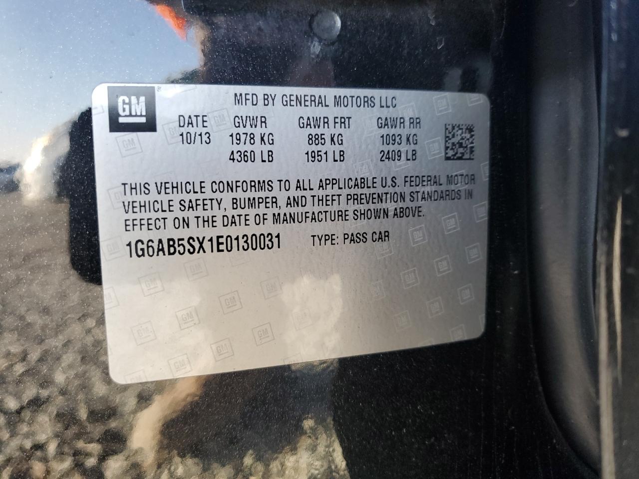 2014 Cadillac Ats Luxury VIN: 1G6AB5SX1E0130031 Lot: 84041795