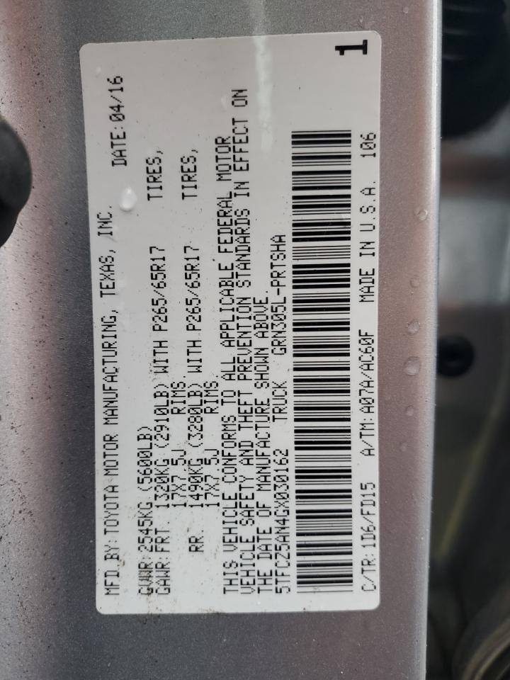 2016 Toyota Tacoma Double Cab VIN: 5TFCZ5AN4GX030162 Lot: 81740355